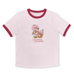 Womens Juniors Crew Neck Short Sleeve Regular Fit Strawberry Shortcake Graphic T-Shirt