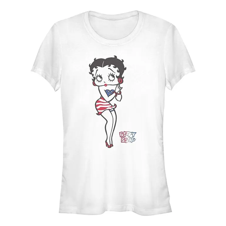 Womens Juniors Crew Neck Short Sleeve Regular Fit Betty Boop Graphic T-Shirt
