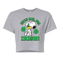 Womens Juniors Crew Neck Short Sleeve Regular Fit Peanuts Snoopy Graphic T-Shirt