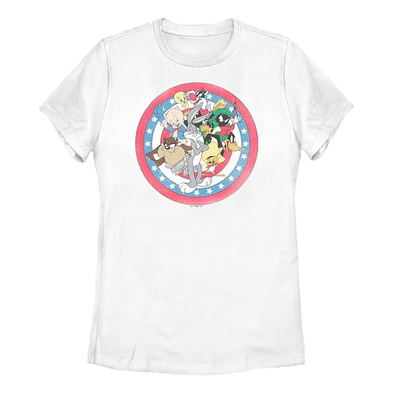 Womens Juniors Crew Neck Short Sleeve Regular Fit Looney Tunes Graphic T-Shirt