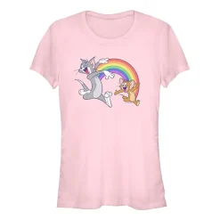 Womens Juniors Crew Neck Short Sleeve Regular Fit Tom and Jerry Graphic T-Shirt