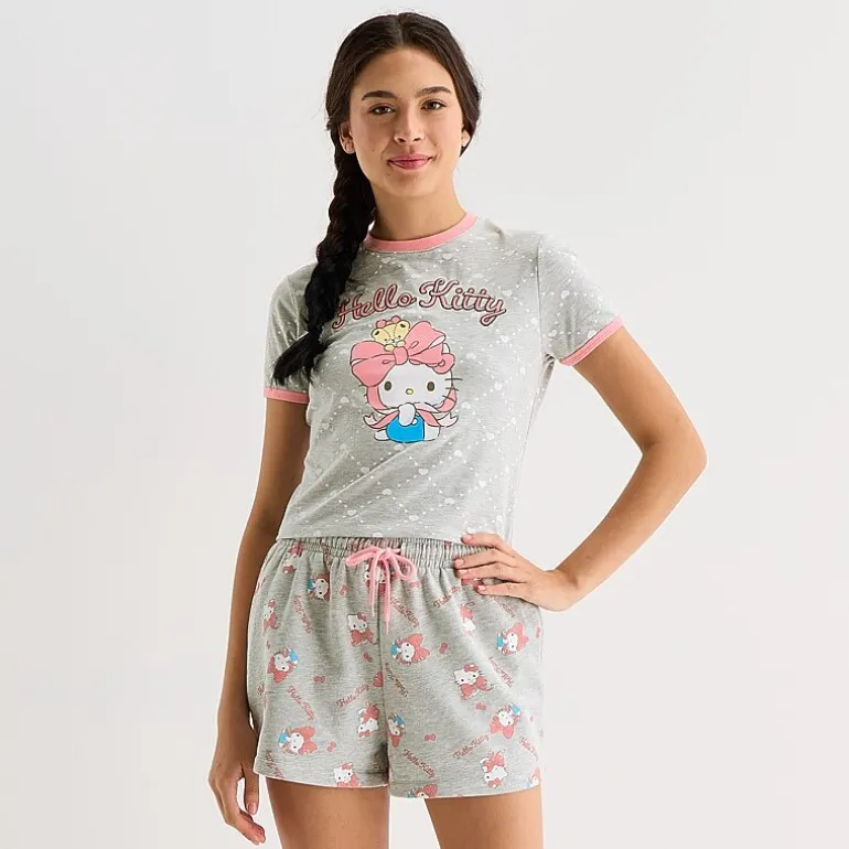 Womens Juniors Crew Neck Short Sleeve Regular Fit Hello Kitty Graphic T-Shirt