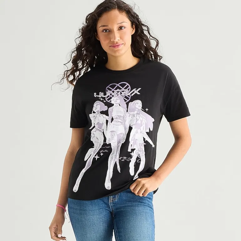 Womens Juniors Crew Neck Short Sleeve Regular Fit Hello Kitty Graphic T-Shirt