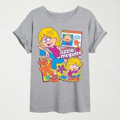 Womens Juniors Crew Neck Short Sleeve Oversized Graphic T-Shirt