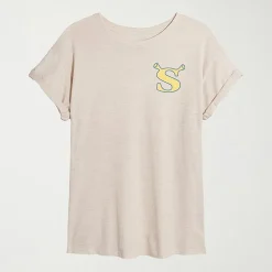 Womens Juniors Crew Neck Short Sleeve Oversized Shrek Graphic T-Shirt