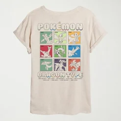 Womens Juniors Crew Neck Short Sleeve Oversized Pokemon Graphic T-Shirt