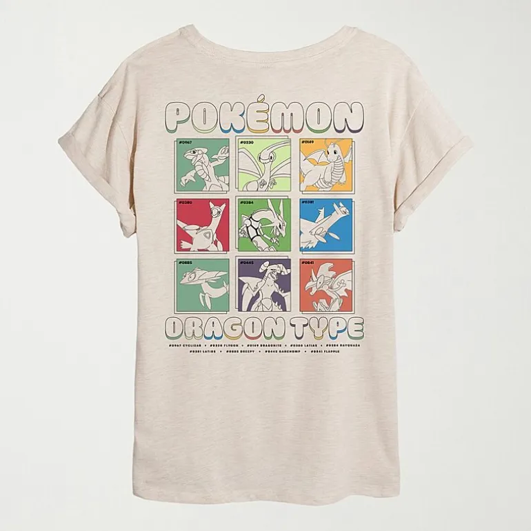 Womens Juniors Crew Neck Short Sleeve Oversized Pokemon Graphic T-Shirt