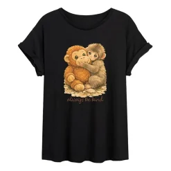 Womens Juniors Crew Neck Short Sleeve Oversized Graphic T-Shirt