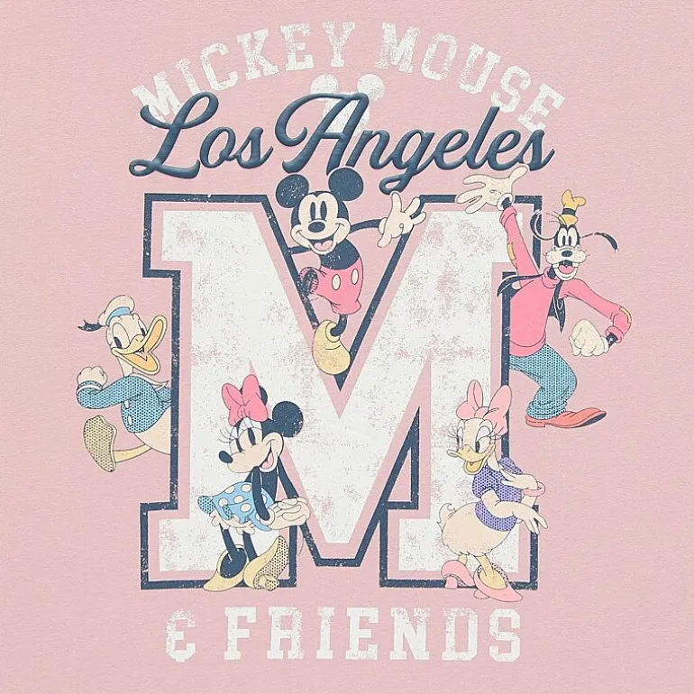 Womens Juniors Crew Neck Short Sleeve Oversized Mickey Mouse Graphic T-Shirt
