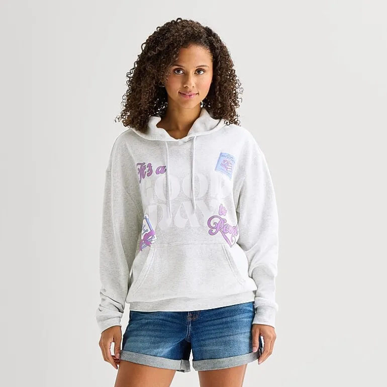 Womens Juniors Long Sleeve Fleece Hoodie