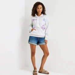 Womens Juniors Long Sleeve Fleece Hoodie