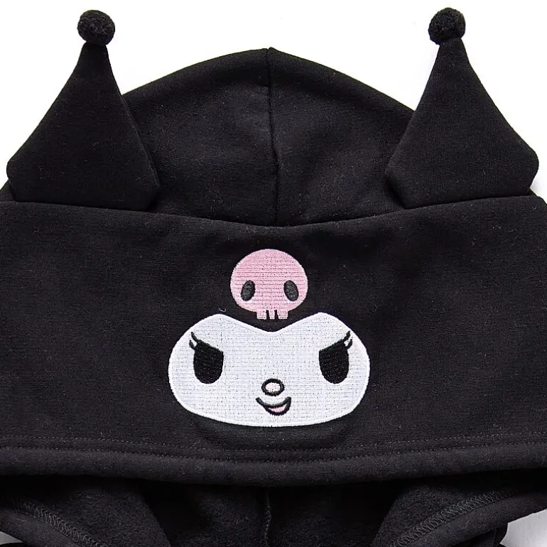 Womens Juniors Long Sleeve Kuromi Fleece Zipper Hoodie