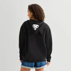 Womens Juniors Long Sleeve Kuromi Fleece Zipper Hoodie