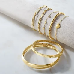 Womens 10K Gold Bangle Bracelet