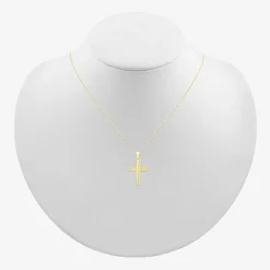 Womens 10K Gold Cross 18 Inch Pendant Necklace