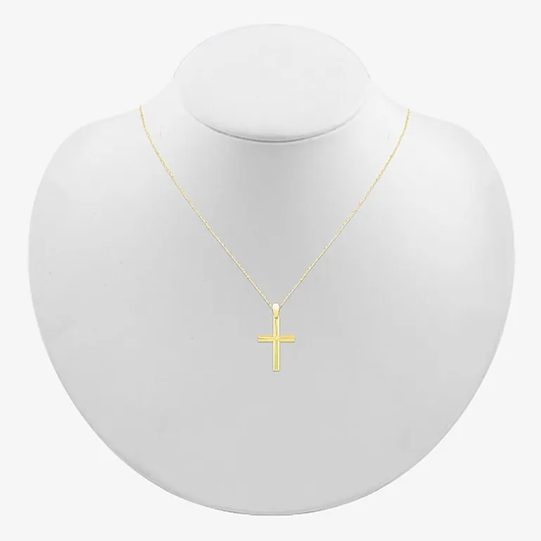 Womens 10K Gold Cross 18 Inch Pendant Necklace
