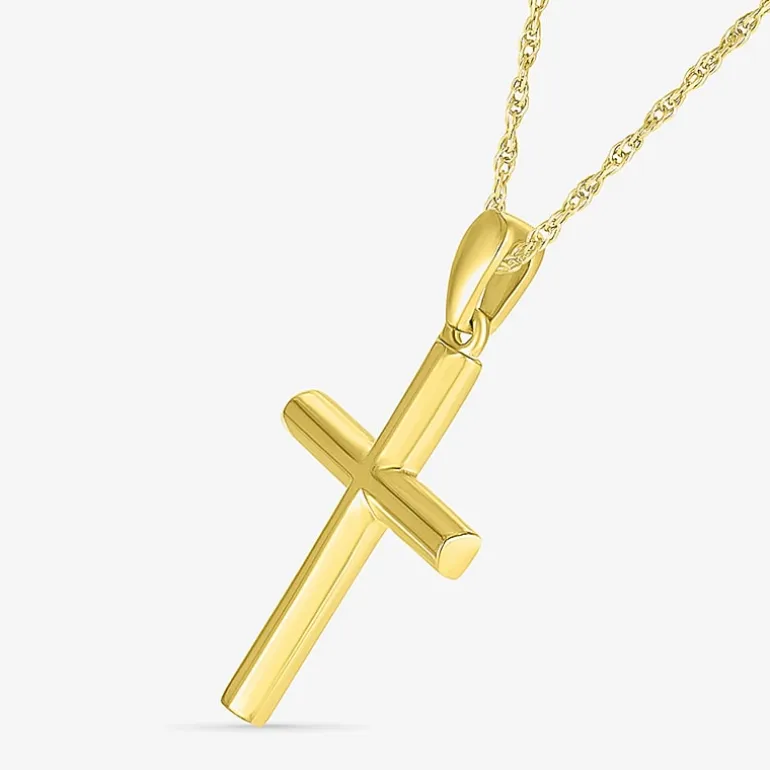 Womens 10K Gold Cross 18 Inch Pendant Necklace