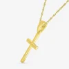 Womens 10K Gold Cross 18 Inch Pendant Necklace