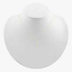 Womens 10K Gold Cross 18 Inch Pendant Necklace