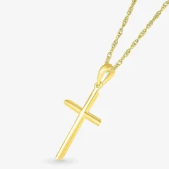 Womens 10K Gold Cross 18 Inch Pendant Necklace