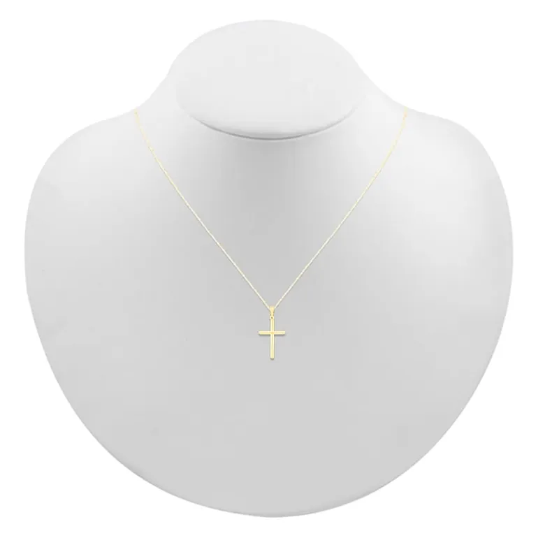 Womens 10K Gold Cross 18 Inch Pendant Necklace