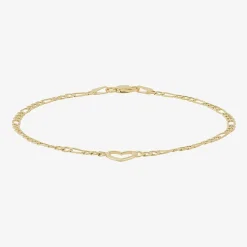 Womens 14K Gold Heart Charm Bracelet