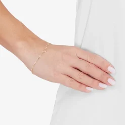 Womens 14K Gold Heart Charm Bracelet