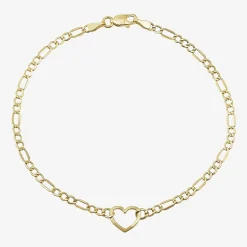 Womens 14K Gold Heart Charm Bracelet