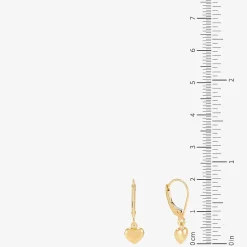 Womens 14K Gold Heart Drop Earrings