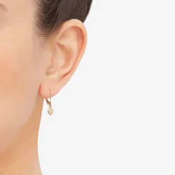 Womens 14K Gold Heart Drop Earrings