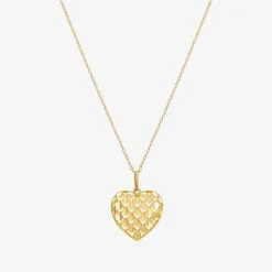 Womens 10K Gold Heart 18 Inch Pendant Necklace
