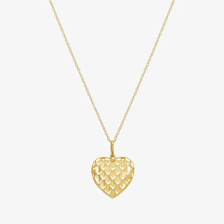 Womens 10K Gold Heart 18 Inch Pendant Necklace
