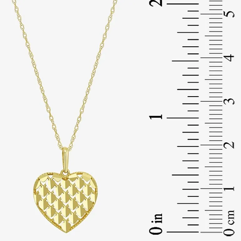 Womens 10K Gold Heart 18 Inch Pendant Necklace