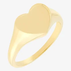 Womens 14K Gold Heart Signet Ring