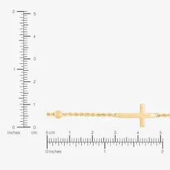 Womens 10K Gold Hollow Cross 7.5 Inch Link Bracelet