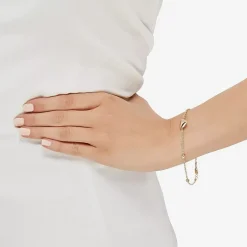 Womens 10K Gold Hollow Heart 7.5 Inch Link Bracelet