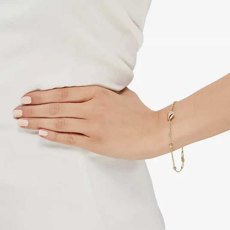 Womens 10K Gold Hollow Heart 7.5 Inch Link Bracelet