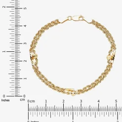 Womens 10K Gold Hollow Heart 7.5 Inch Link Bracelet