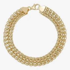 Womens 10K Gold Hollow Link Chain Bracelet