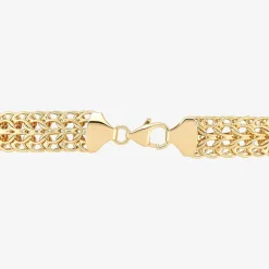 Womens 10K Gold Hollow Link Chain Bracelet
