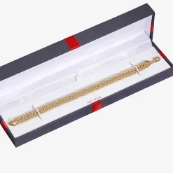 Womens 10K Gold Hollow Link Chain Bracelet