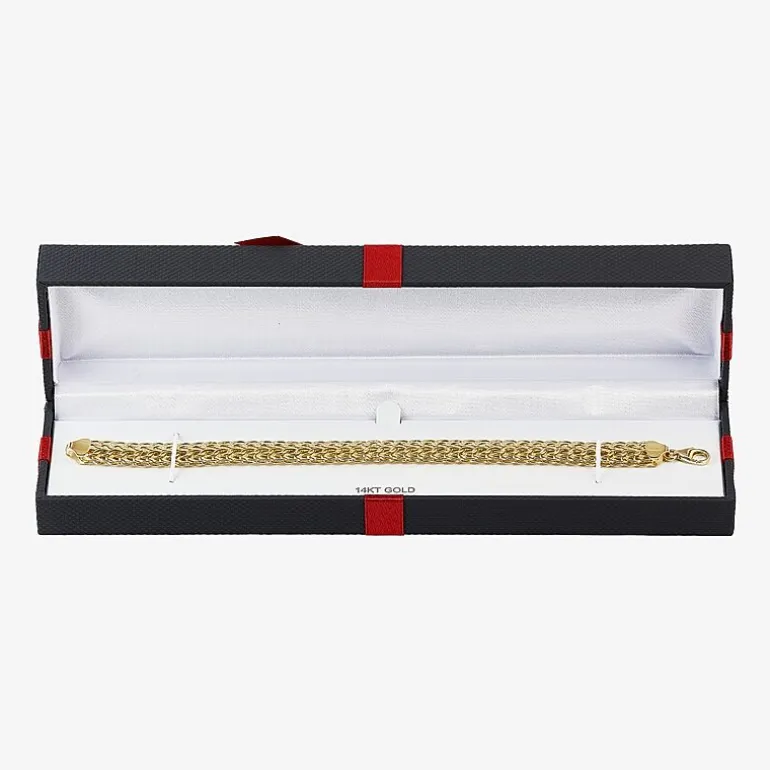 Womens 14K Gold Hollow Link Chain Bracelet