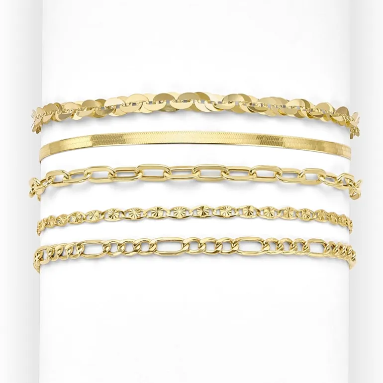 Womens 10K Gold 7.5 Inch Fashion Chain Bracelet
