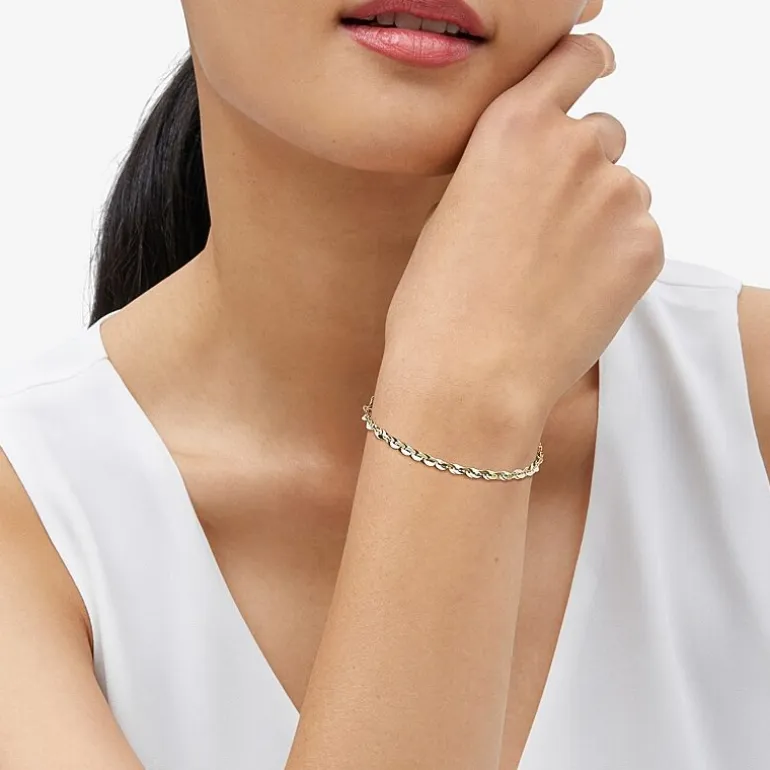 Womens 10K Gold 7.5 Inch Fashion Chain Bracelet