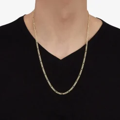 Womens 14K Gold 24 Inch Figaro Chain Necklace
