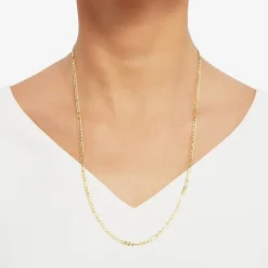 Womens 14K Gold 24 Inch Figaro Chain Necklace