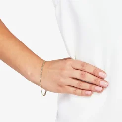Womens 14K Gold 7.5 Inch Hollow Chain Bracelet