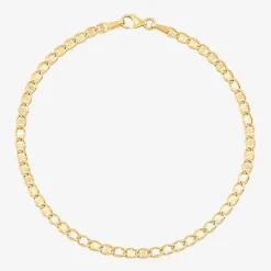 Womens 14K Gold 7.5 Inch Hollow Chain Bracelet