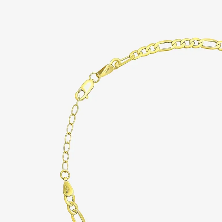 Womens 10K Gold 9 Inch Hollow Figaro Ankle Bracelet
