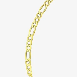 Womens 10K Gold 9 Inch Hollow Figaro Ankle Bracelet